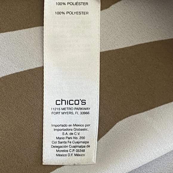 Chico's Zebra Waves Holly Blouse Sz 3(XL/16) White Tan #284P - Picture 9 of 10